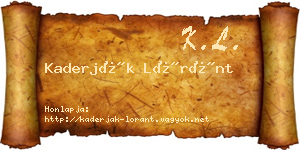 Kaderják Lóránt névjegykártya